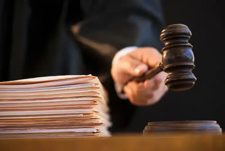 court gavel documents